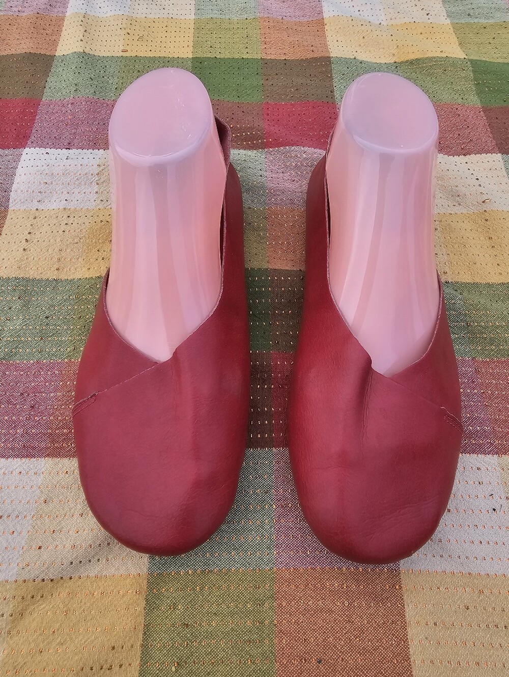 Kunsto Women's Red Leather Ballet Flats Slip-On Comfort Shoes Size 9 Minimalis